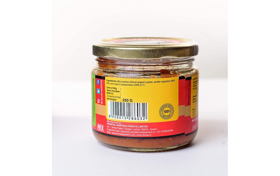 Flavaa Bhut Jolokia Paste Ghost Chilli Paste   Glass Jar  250 grams